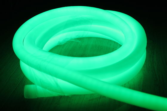 Νέο σχεδιασμό 24v IP67 αδιάβροχο πράσινο 100LEDs/m 360 στρογγυλά φώτα νεόνιο flex