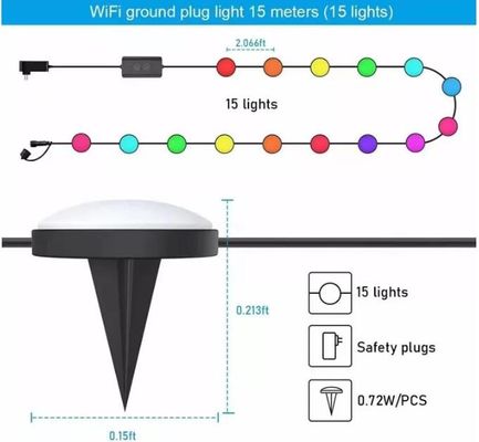 Tuya APP RGBIC εξωτερικά λάμπες γκαζόν ράβδοι πλέγμα 15 λαμπτήρες Wifi